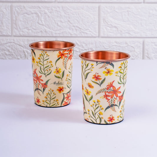 Summer Blossoms Copper Tumblers - Set of 2