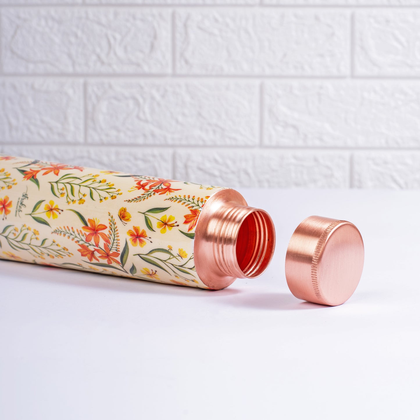 Summer Blossoms Copper Bottle and Tumblers - Gift Set