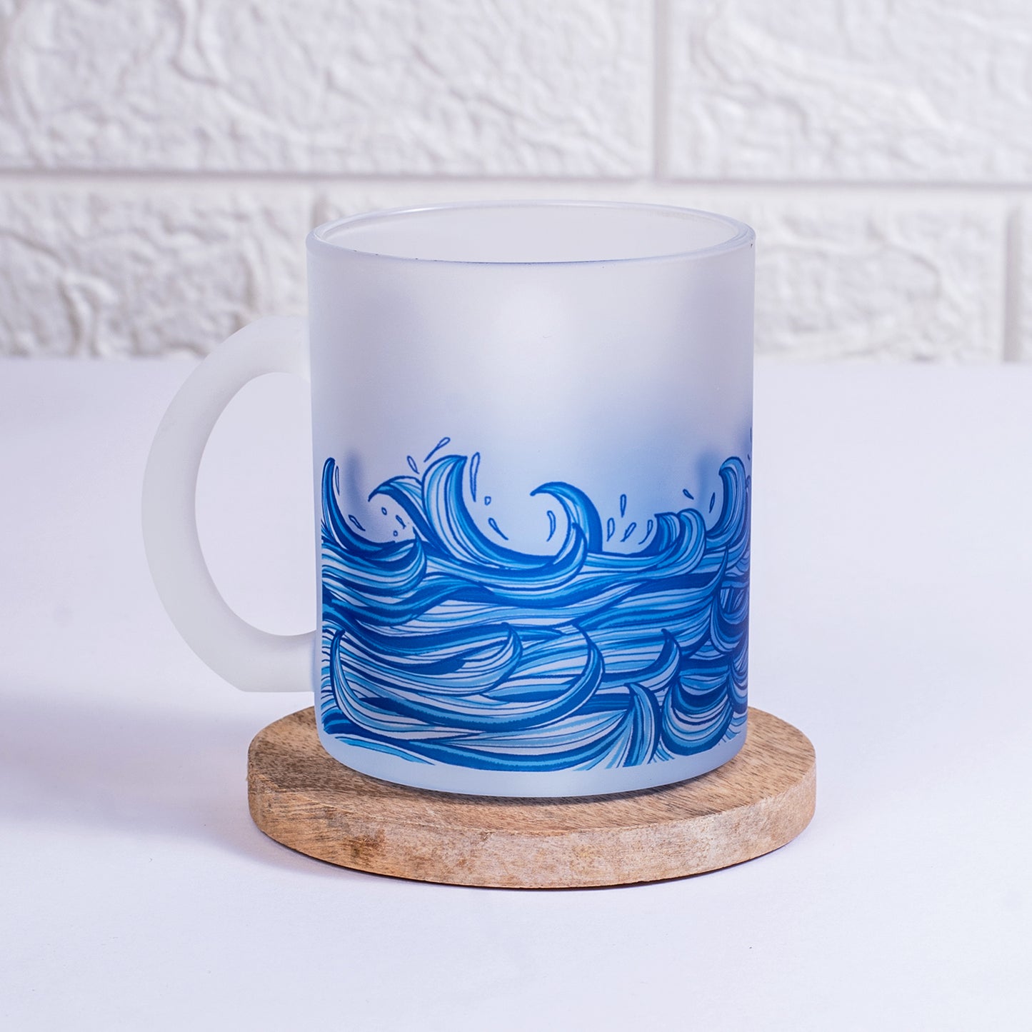 Wondrous Waves Frosted Glass Mug