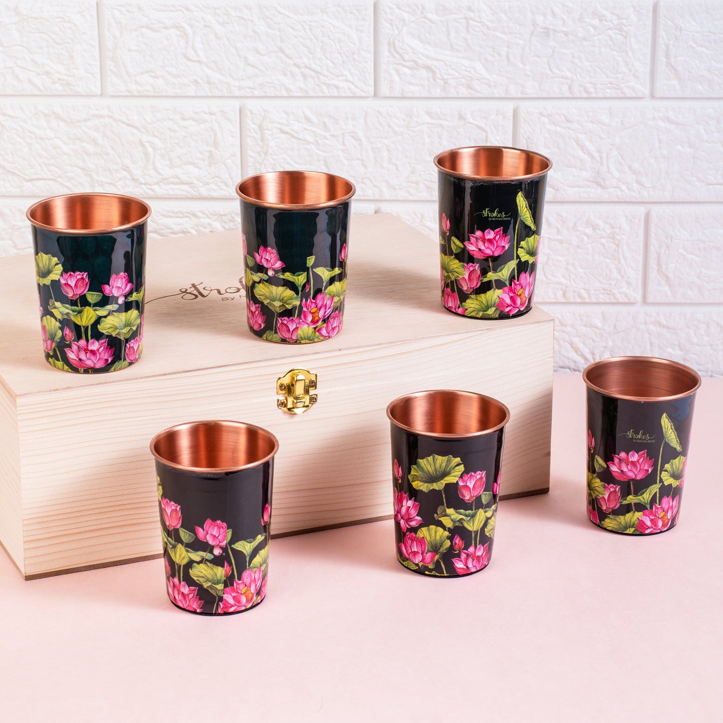 Lotus Field Copper Tumblers - Gift Set