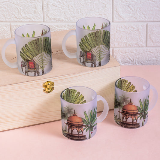 Royal Elephant Frosted Glass Mug - Gift Set