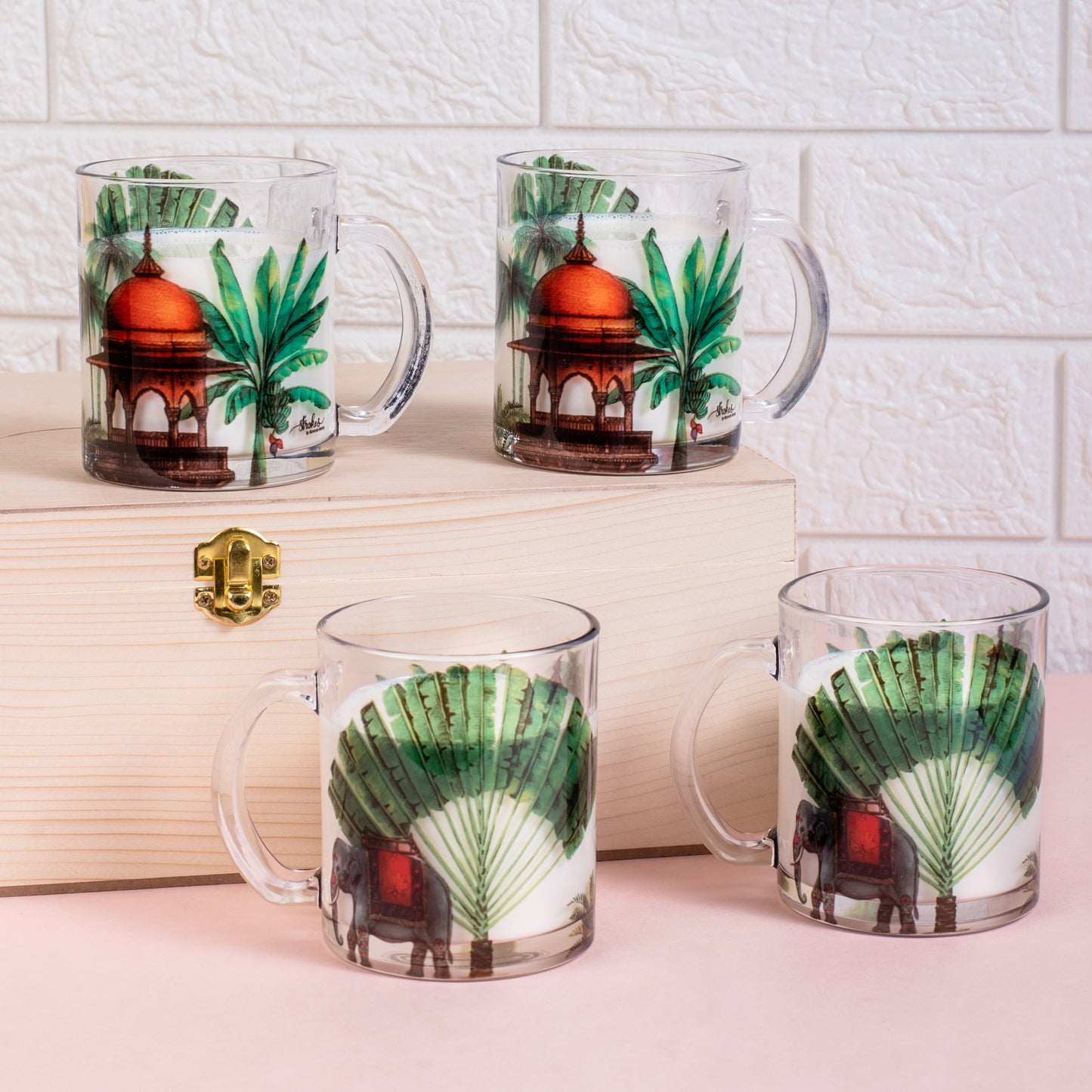 Royal Elephant Glass Mug - Gift Set