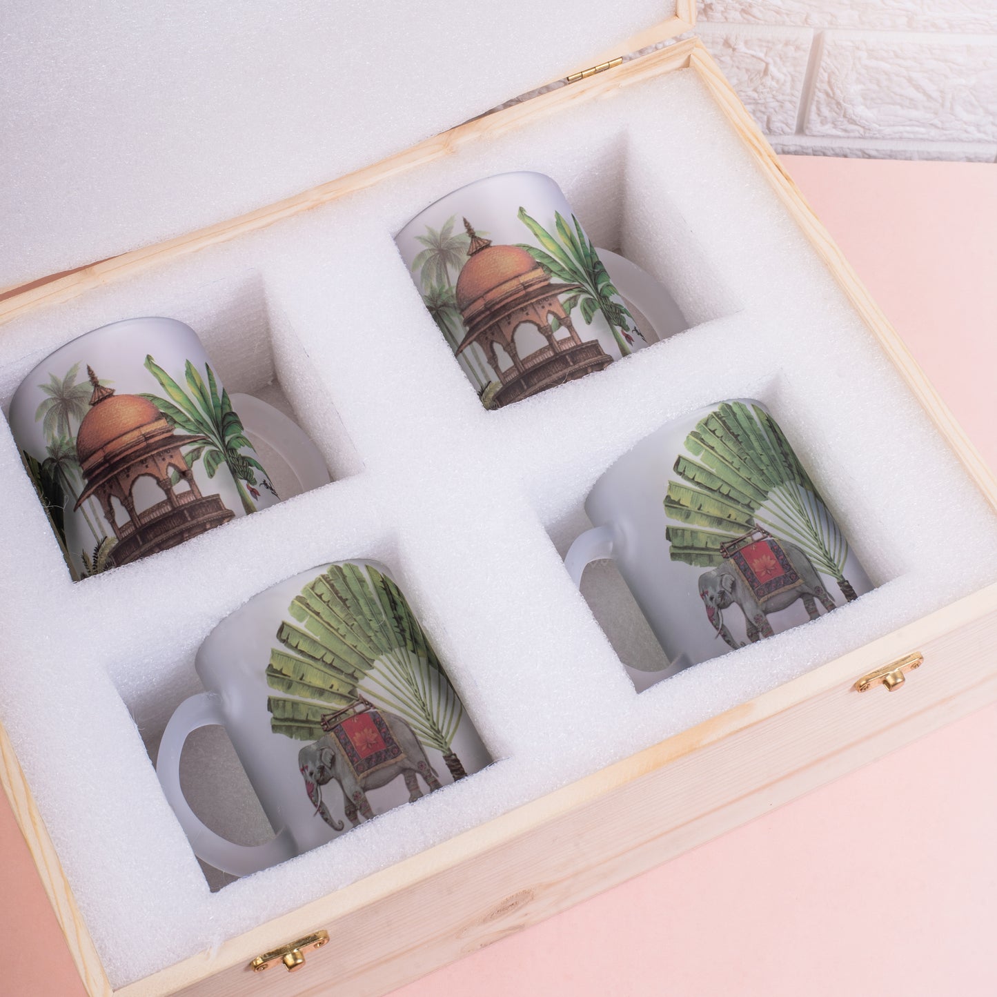 Royal Elephant Frosted Glass Mug - Gift Set
