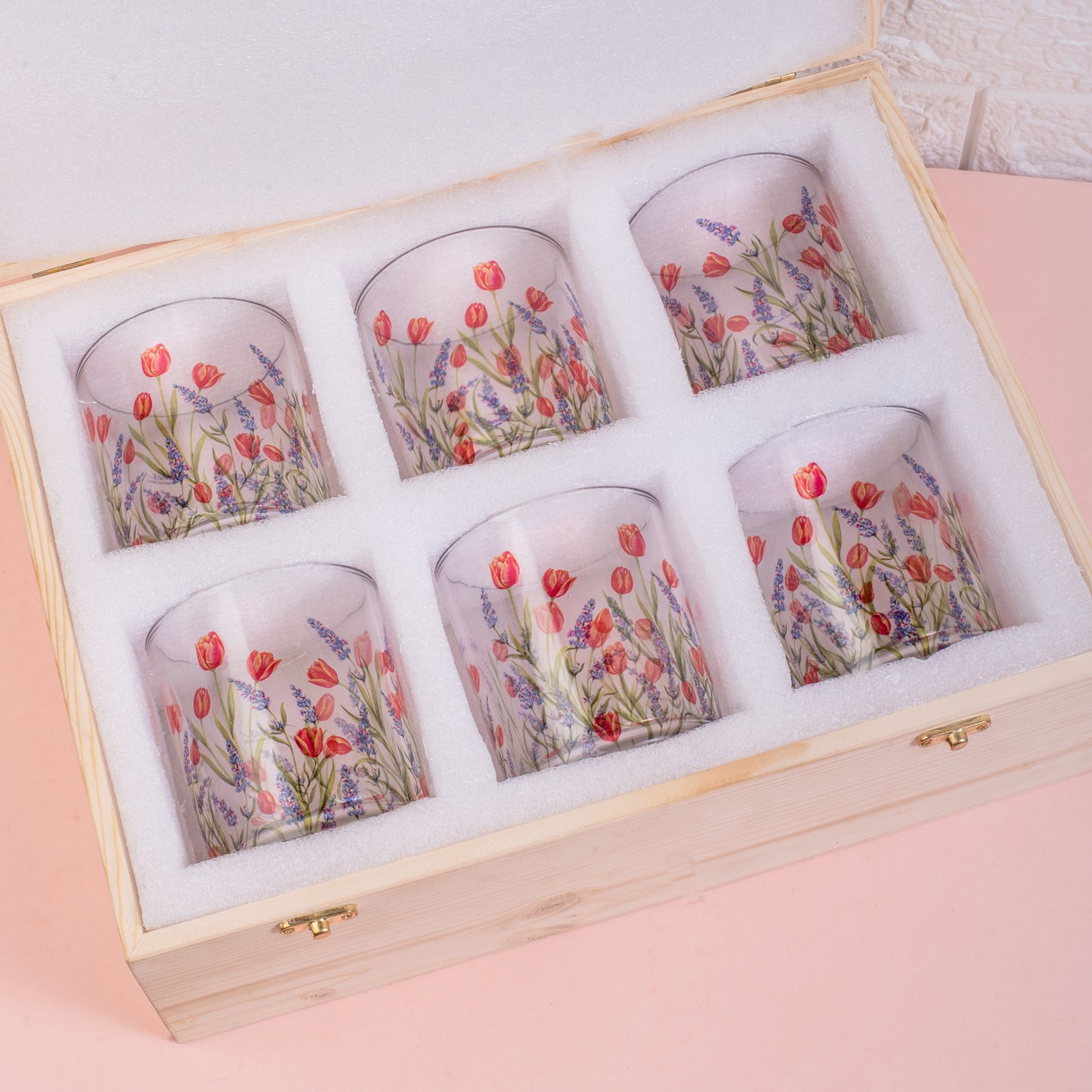 Tulips and Lavender Beverage Glasses - Gift Set