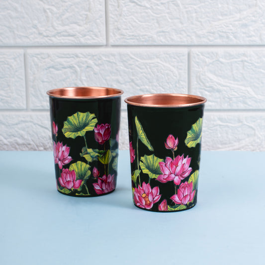 Lotus Field Copper Tumblers - Set of 2