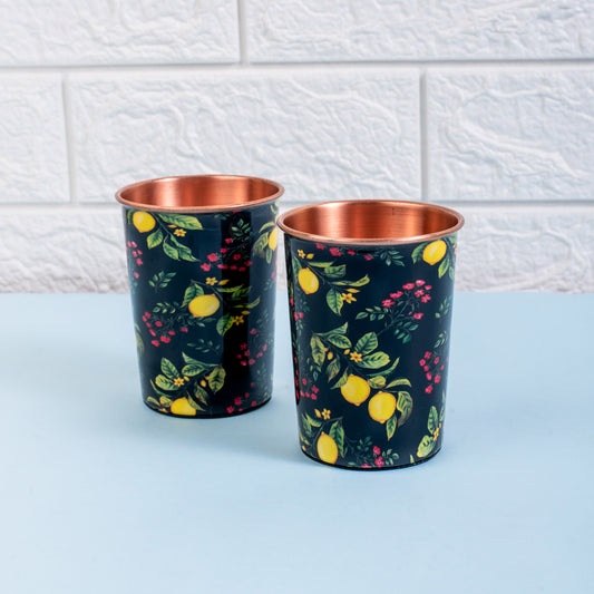 Zesty Lemon Copper Tumblers - Set of 2