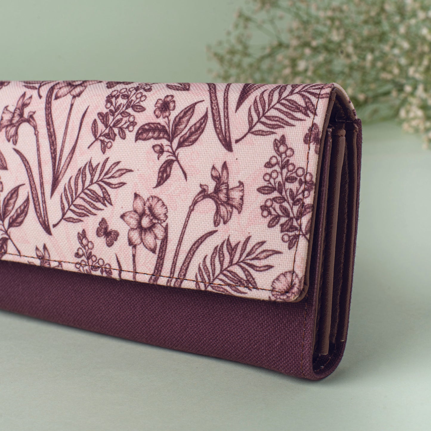 Sepia Spring Blooms Clutch Wallet