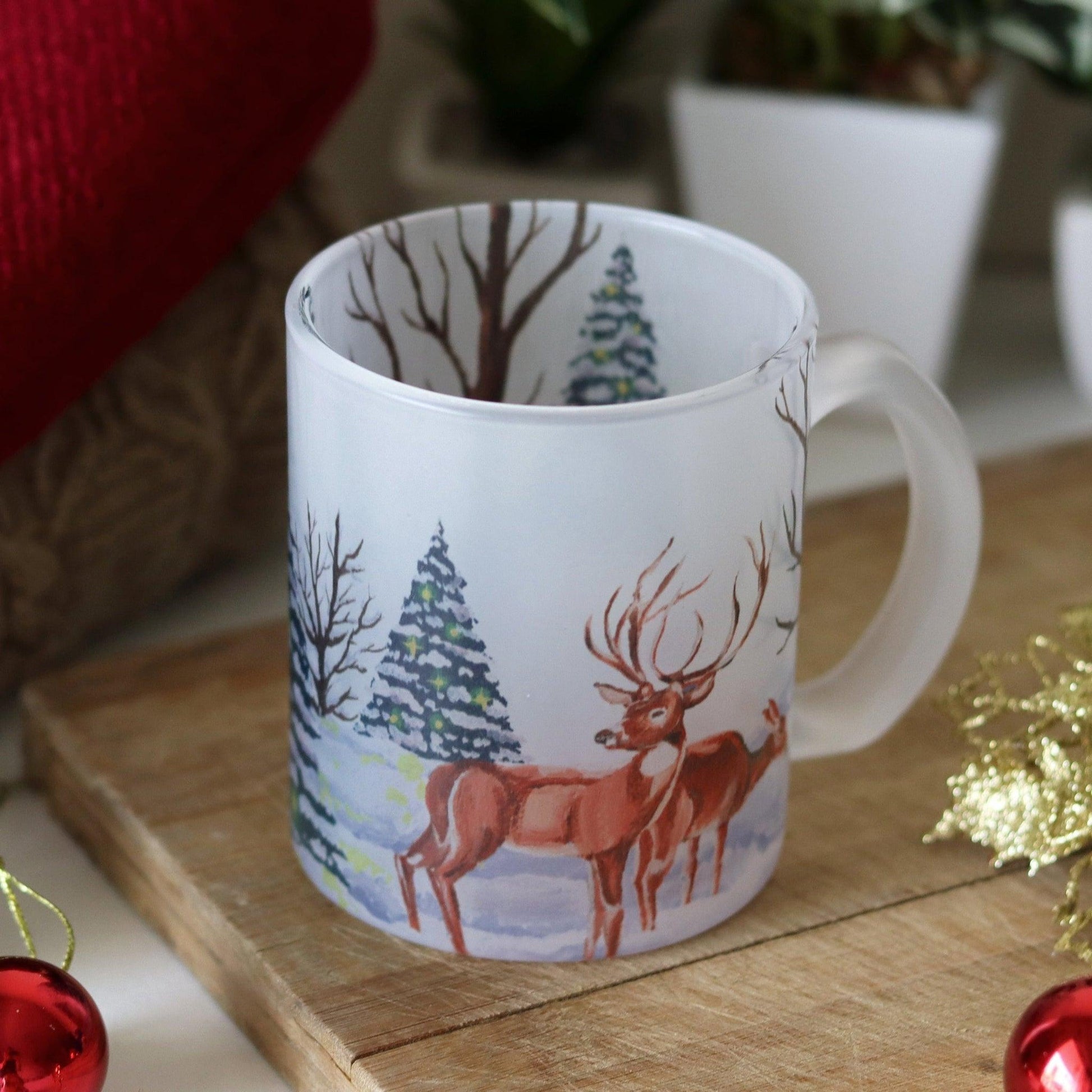 Christmas Frosted Glass Mug - Strokes by Namrata Mehta