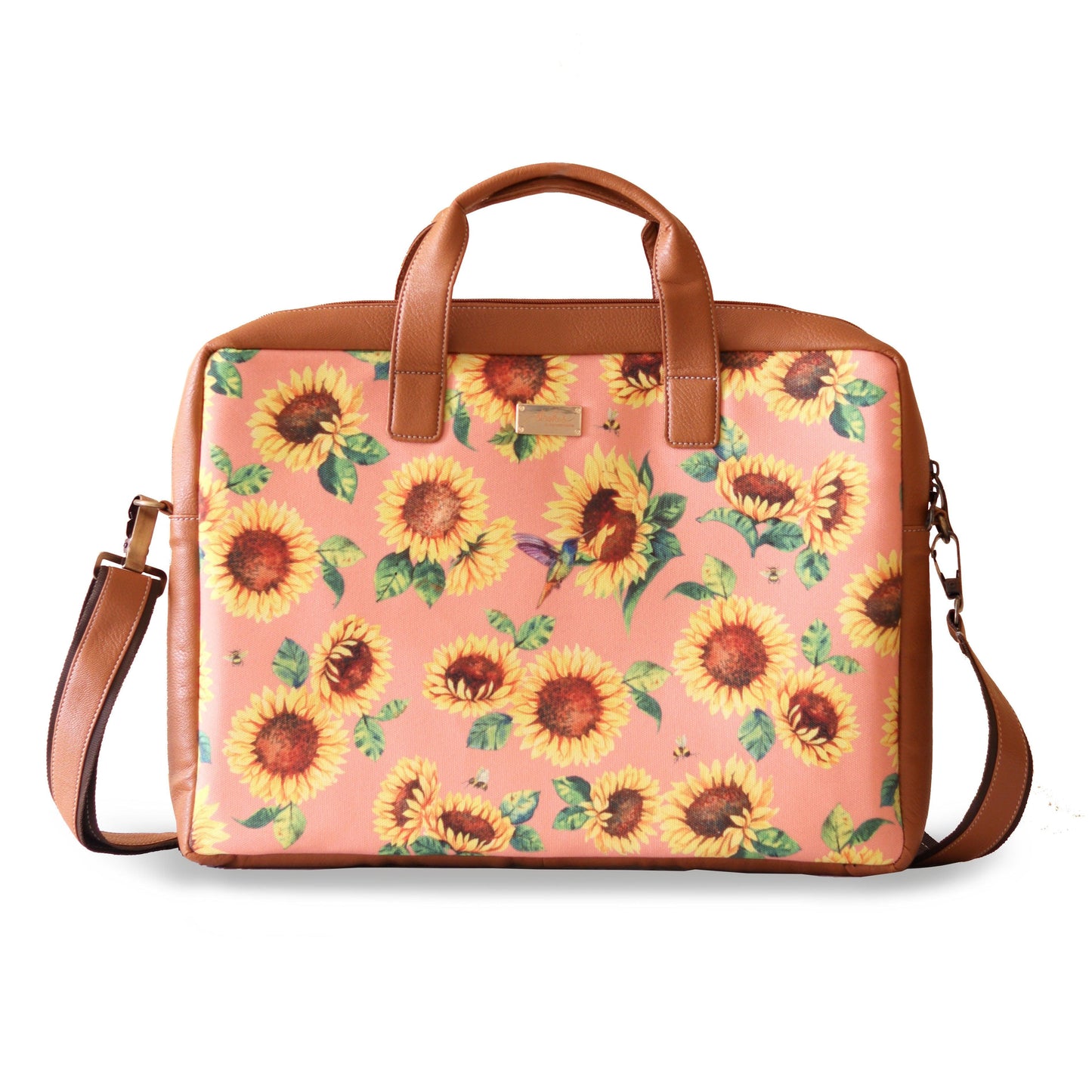 Sunflower Field Peach Women's Laptop Bag - Strokes by Namrata Mehta