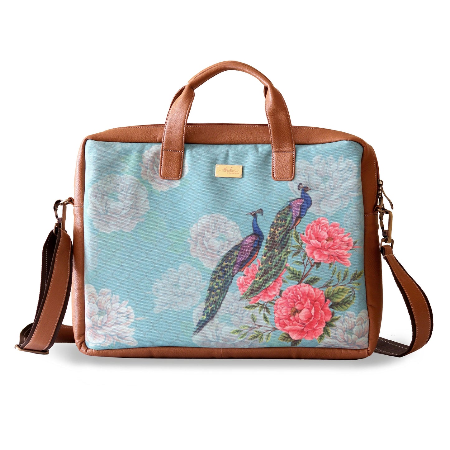 Peacocks and Peonies Women's Laptop Bag - Strokes by Namrata Mehta