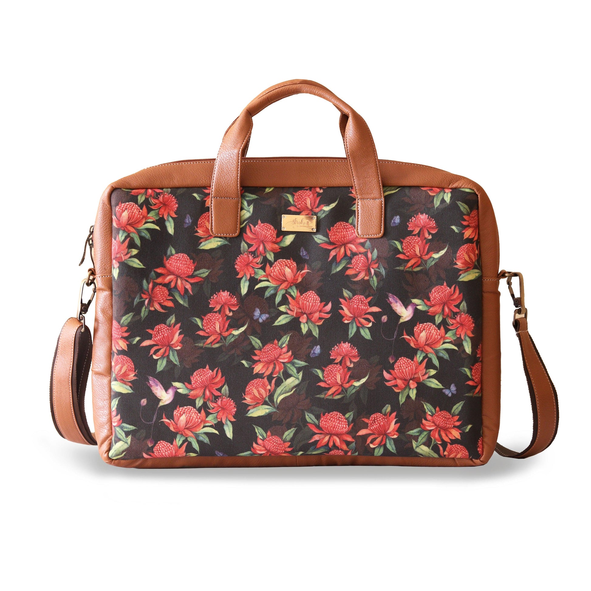 Charcoal Black Waratahs Women's Laptop Bag - Strokes by Namrata Mehta