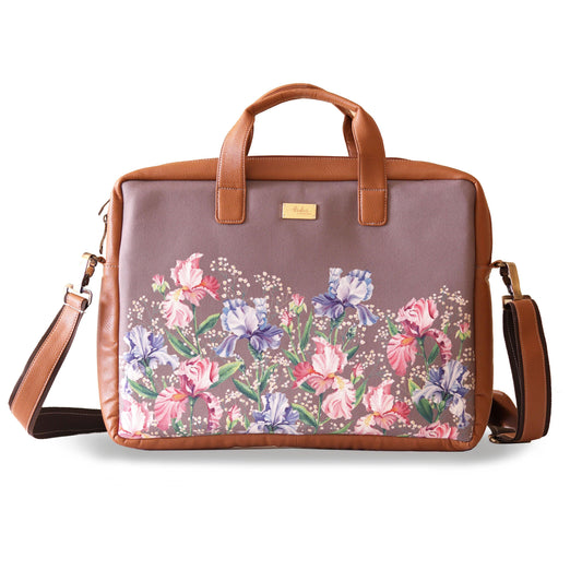 Grey Irises Women's Laptop Bag - Strokes by Namrata Mehta