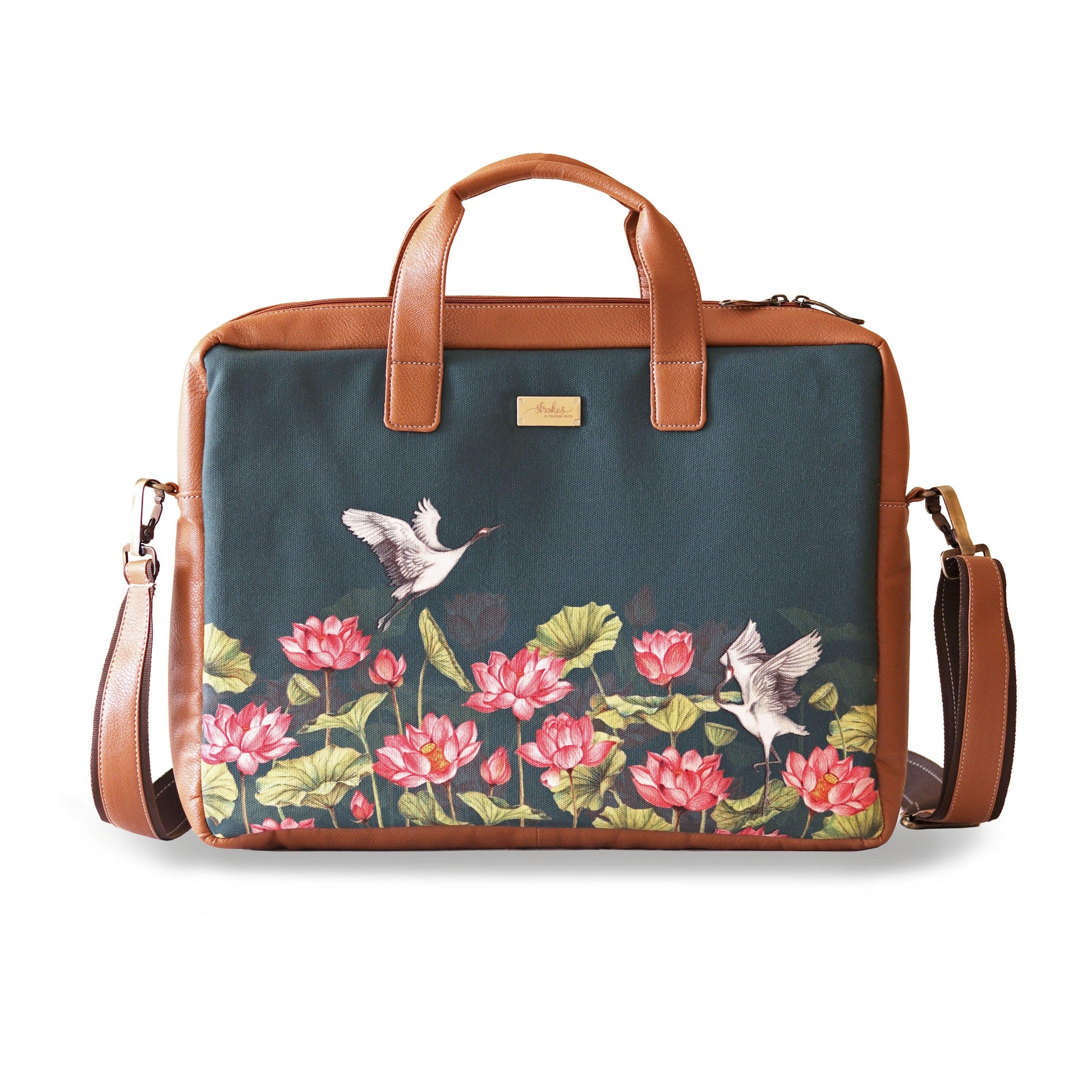 Lotus Field Women's Laptop Bag - Strokes by Namrata Mehta