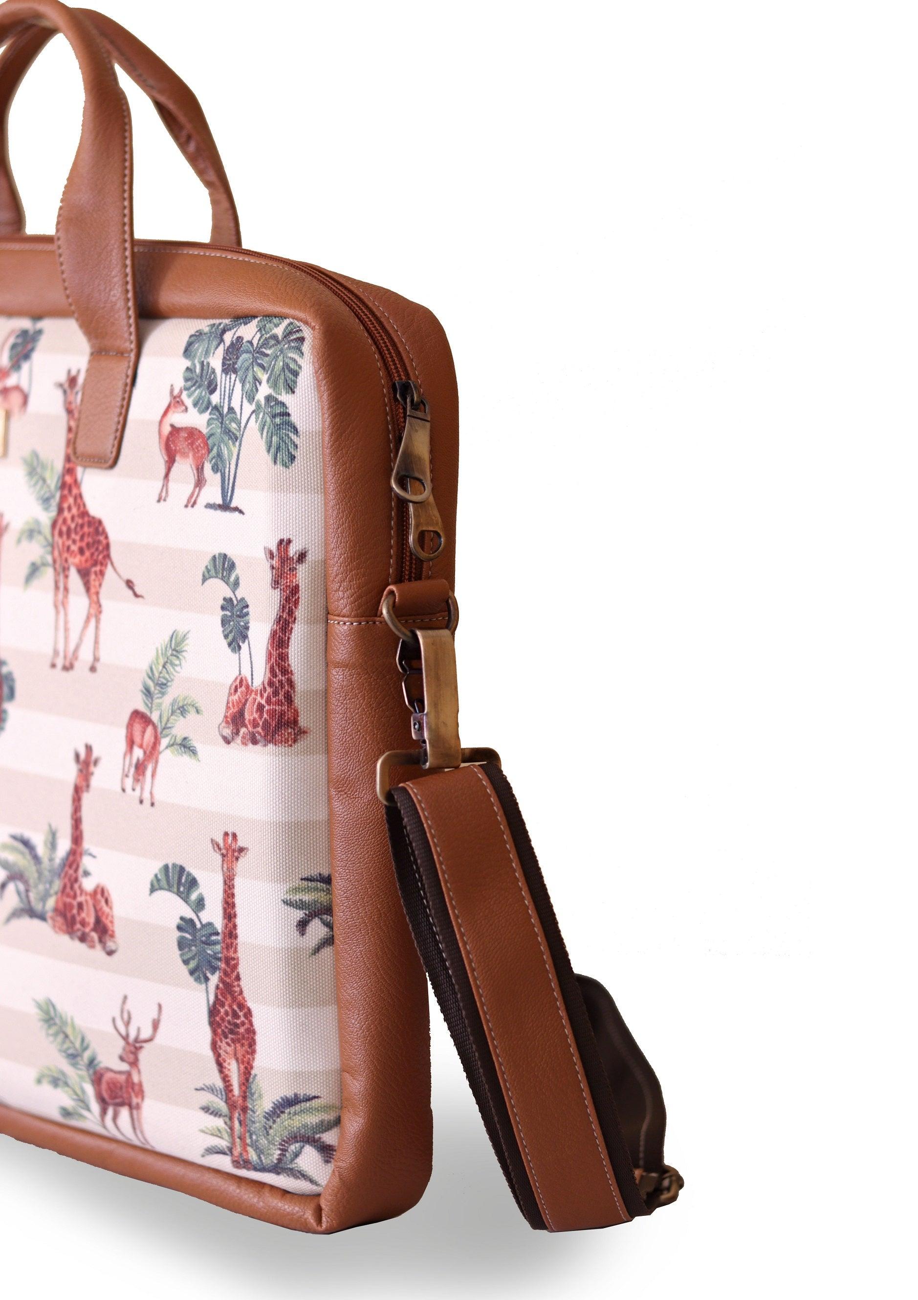 Giraffe Print Women's Laptop Bag - Strokes by Namrata Mehta