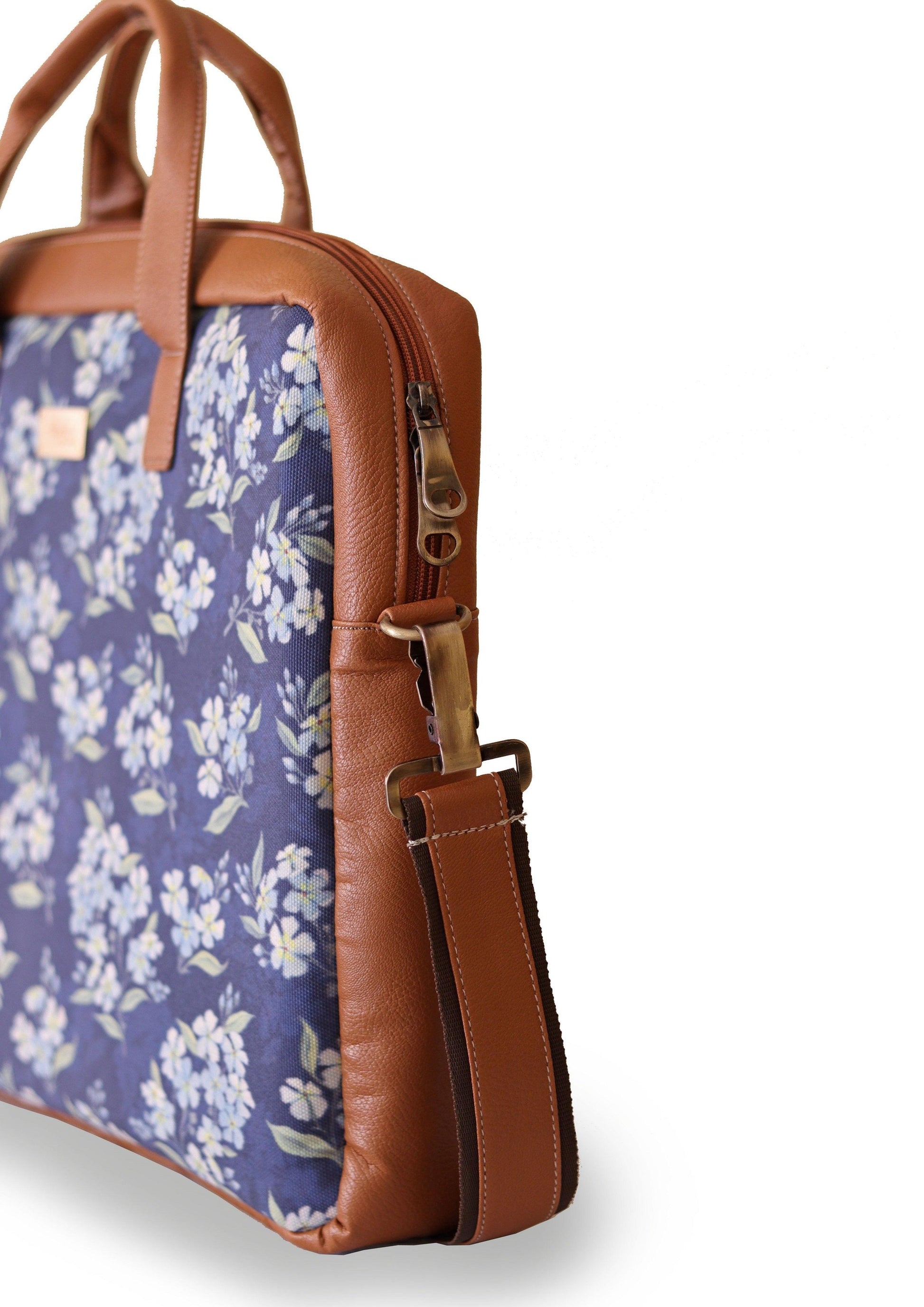 Blue Floral Women's Laptop Bag - Strokes by Namrata Mehta