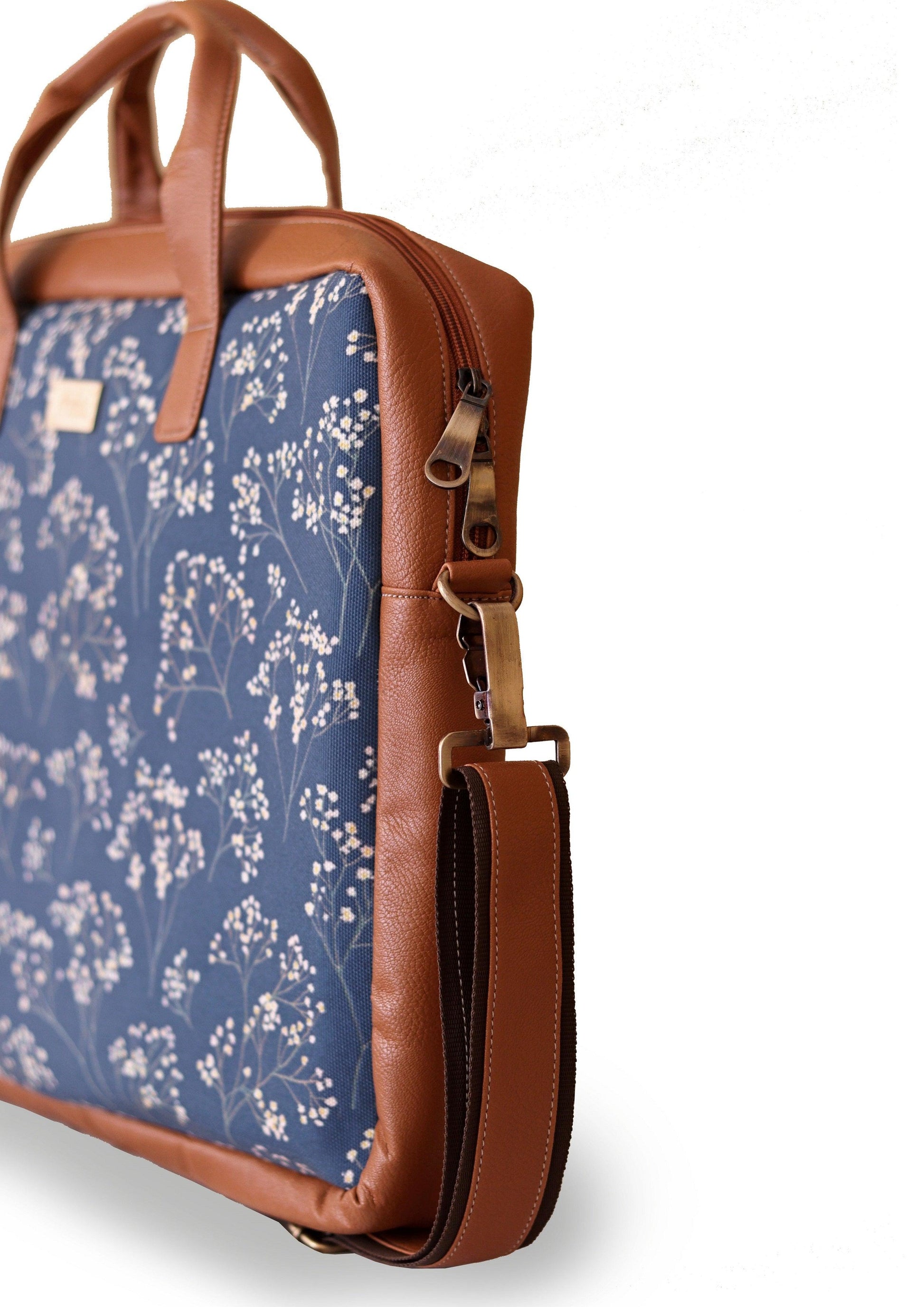 Blue Baby Breaths Women's Laptop Bag - Strokes by Namrata Mehta