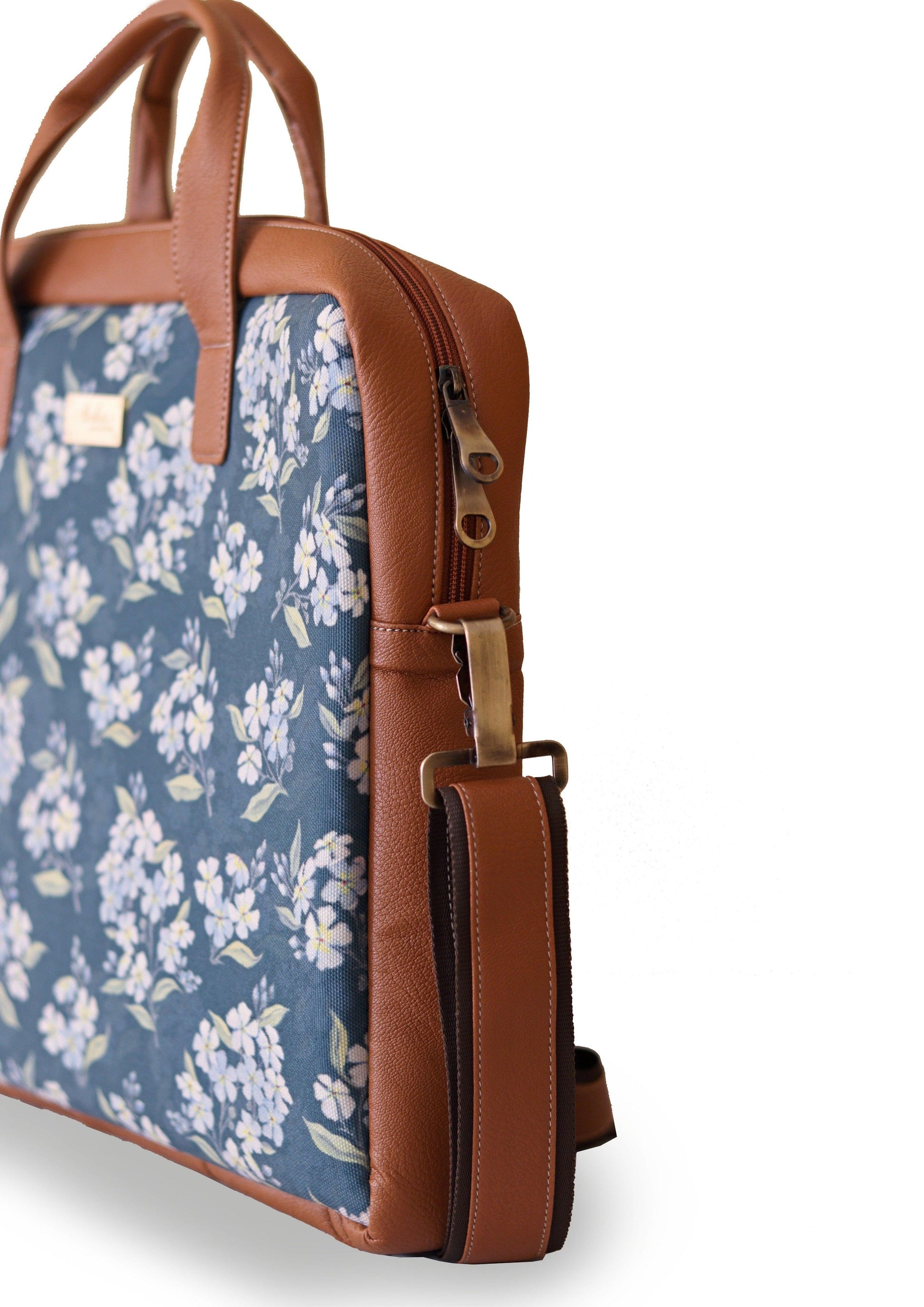 Green Floral Women's Laptop Bag - Strokes by Namrata Mehta