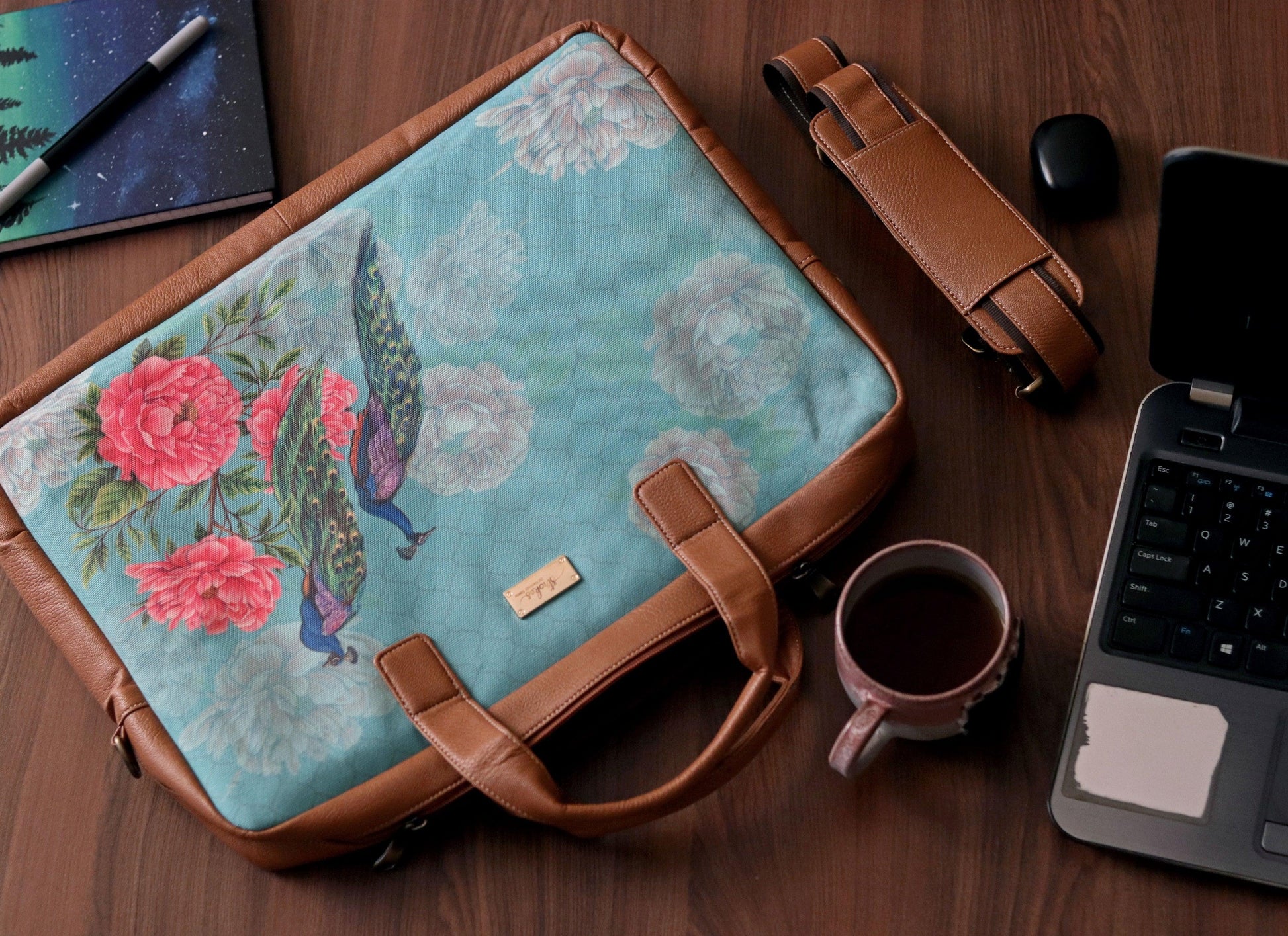 Peacocks and Peonies Women's Laptop Bag - Strokes by Namrata Mehta