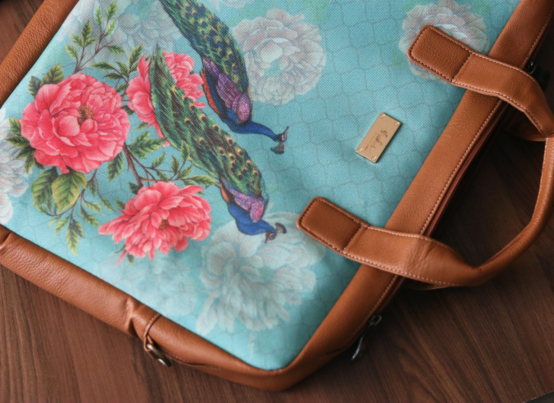 Peacocks and Peonies Women's Laptop Bag - Strokes by Namrata Mehta