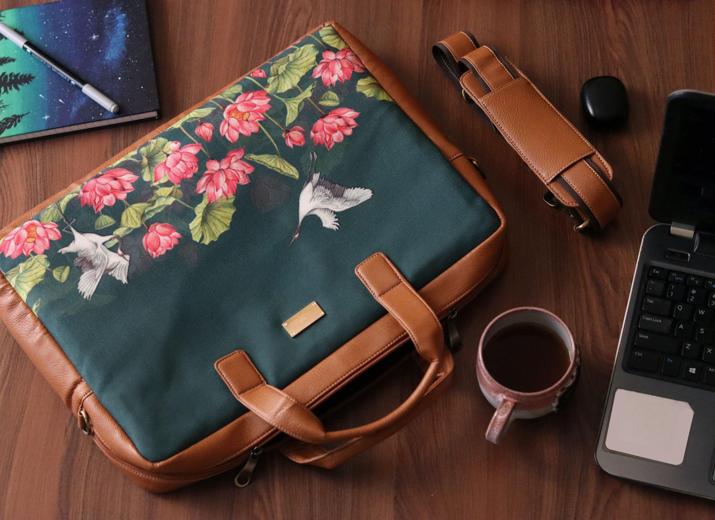 Lotus Field Women's Laptop Bag - Strokes by Namrata Mehta