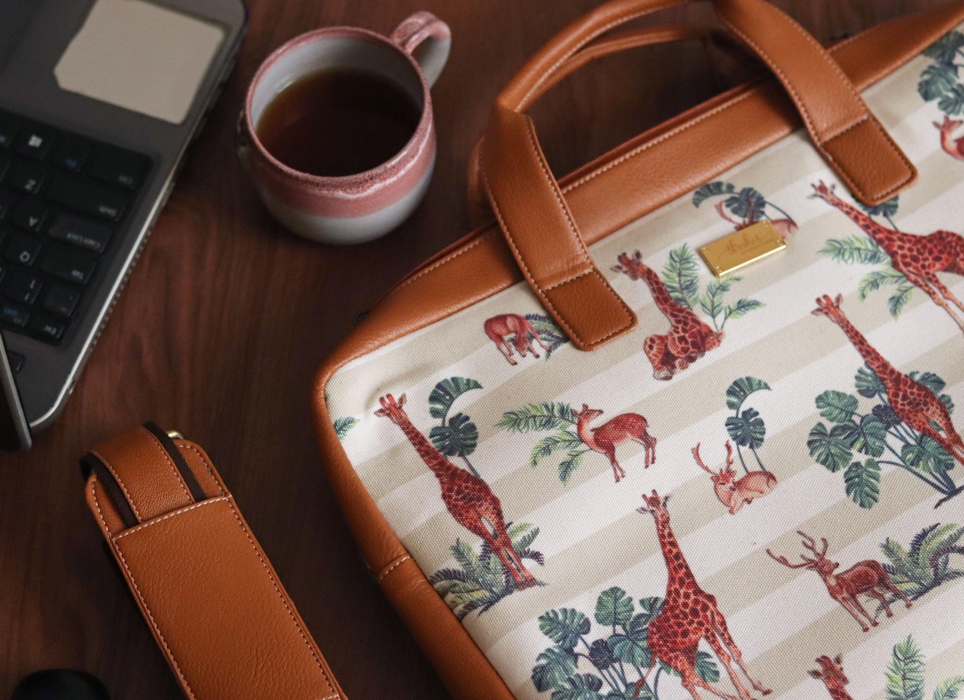 Giraffe Print Women's Laptop Bag - Strokes by Namrata Mehta