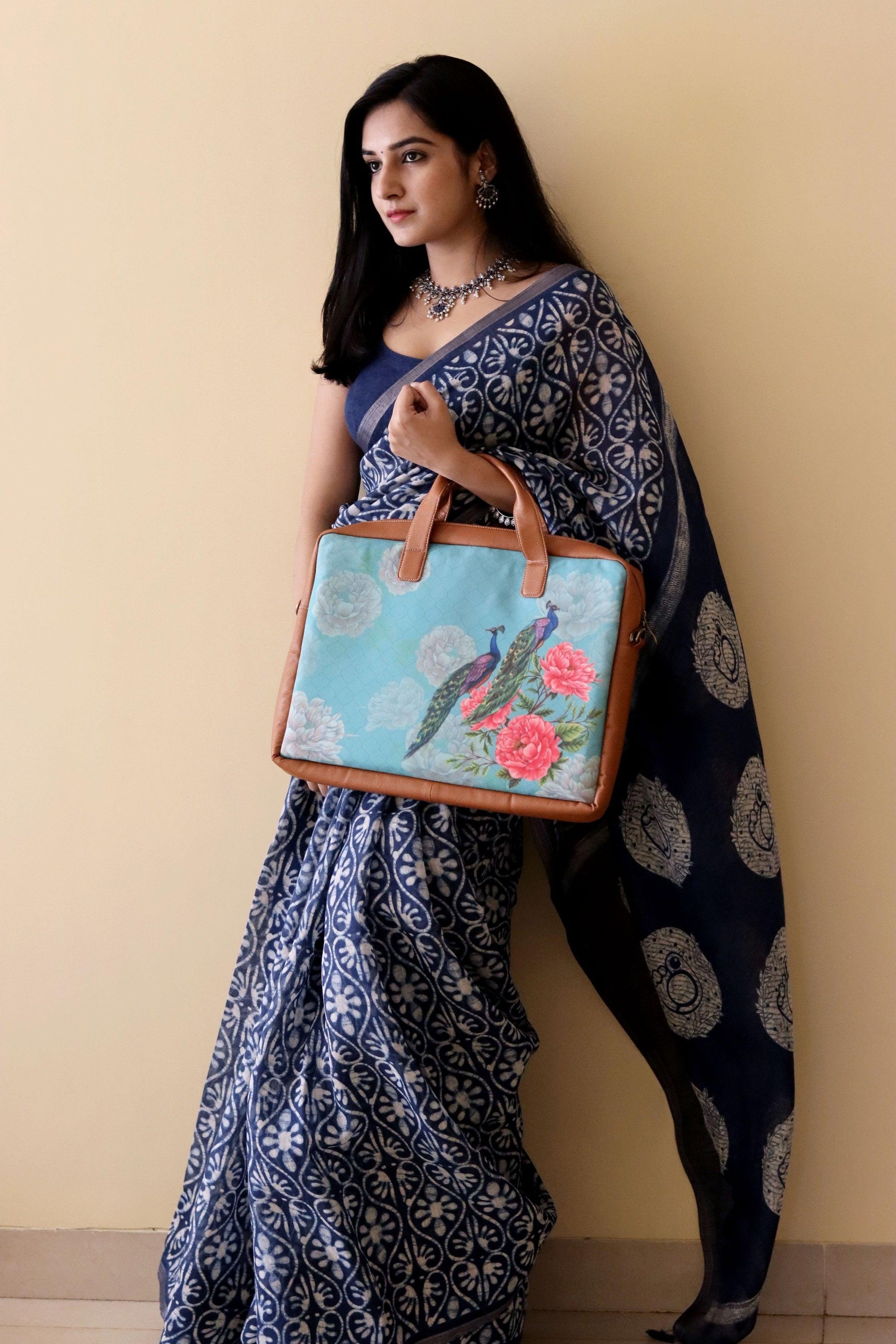 Peacocks and Peonies Women's Laptop Bag - Strokes by Namrata Mehta