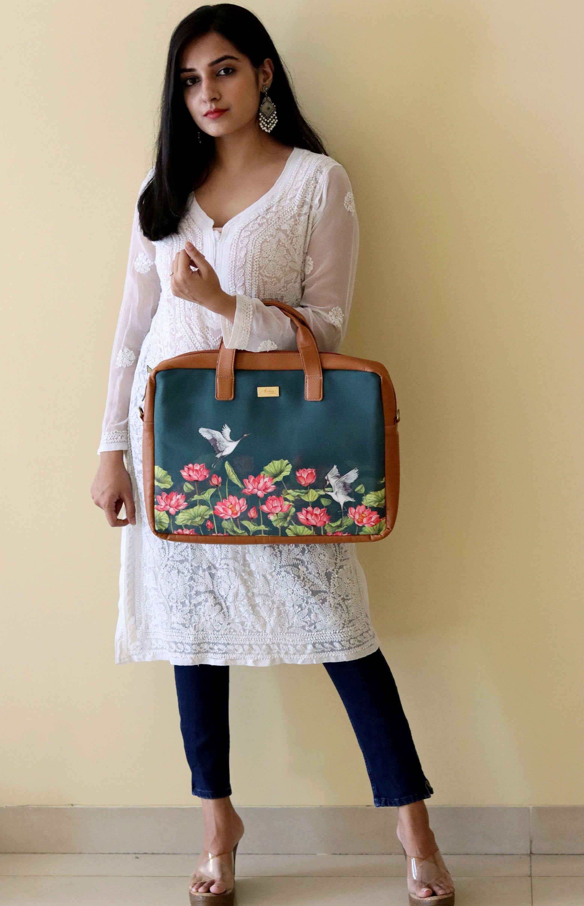 Lotus Field Women's Laptop Bag - Strokes by Namrata Mehta