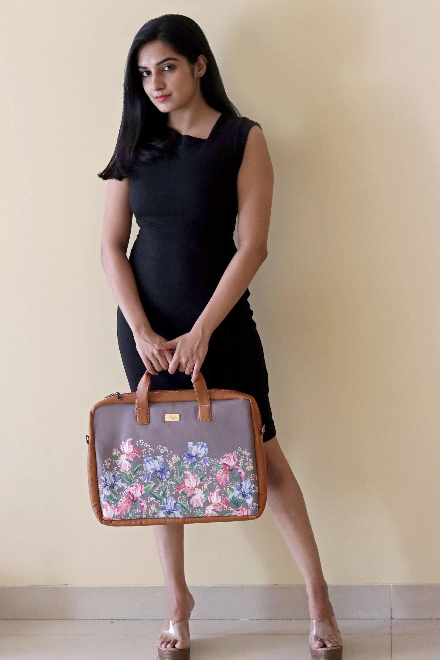 Grey Irises Women's Laptop Bag - Strokes by Namrata Mehta