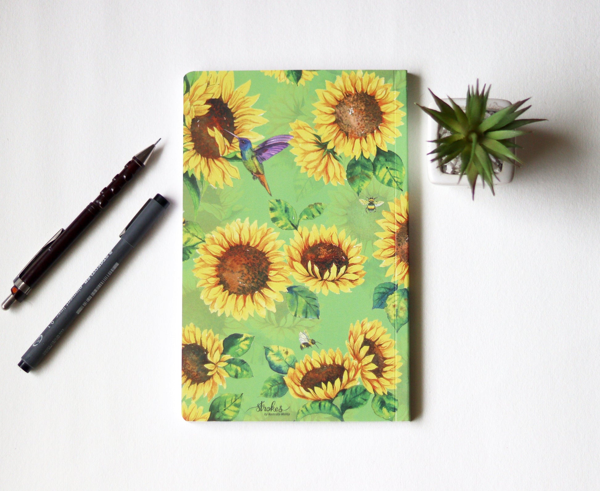 The Sunflower Field Notebook - Green - Strokes by Namrata Mehta