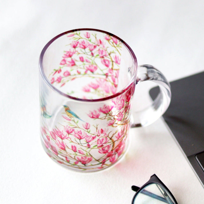 Pink Magnolias Glass Mug - Gift Set