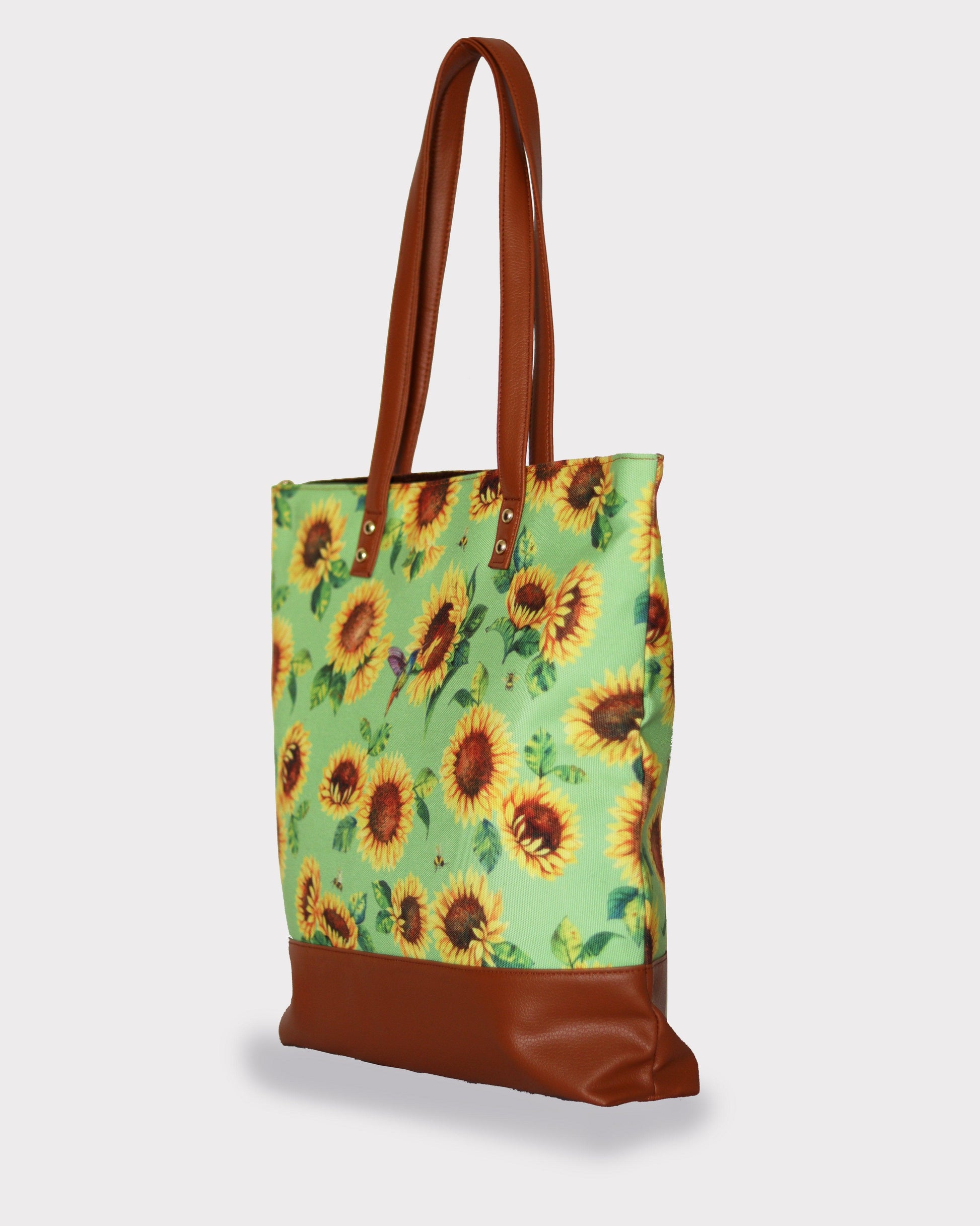 Lime Green Sunflower Field Tote Bag - Strokes by Namrata Mehta