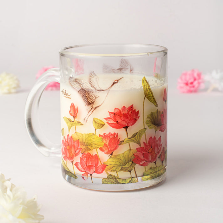 Lotus Field Glass Mug - Gift Set