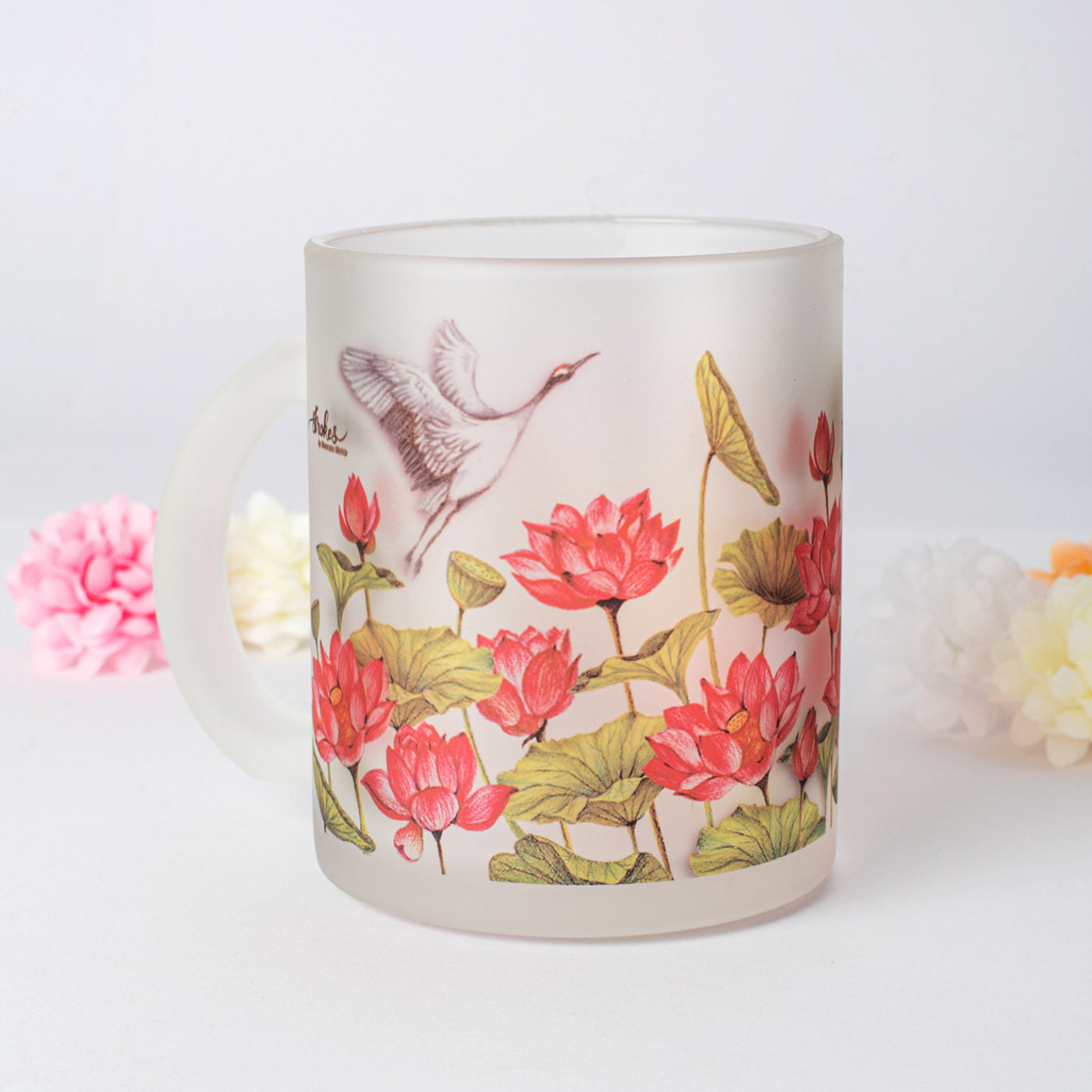The Lotus Field Frosted Glass Mug