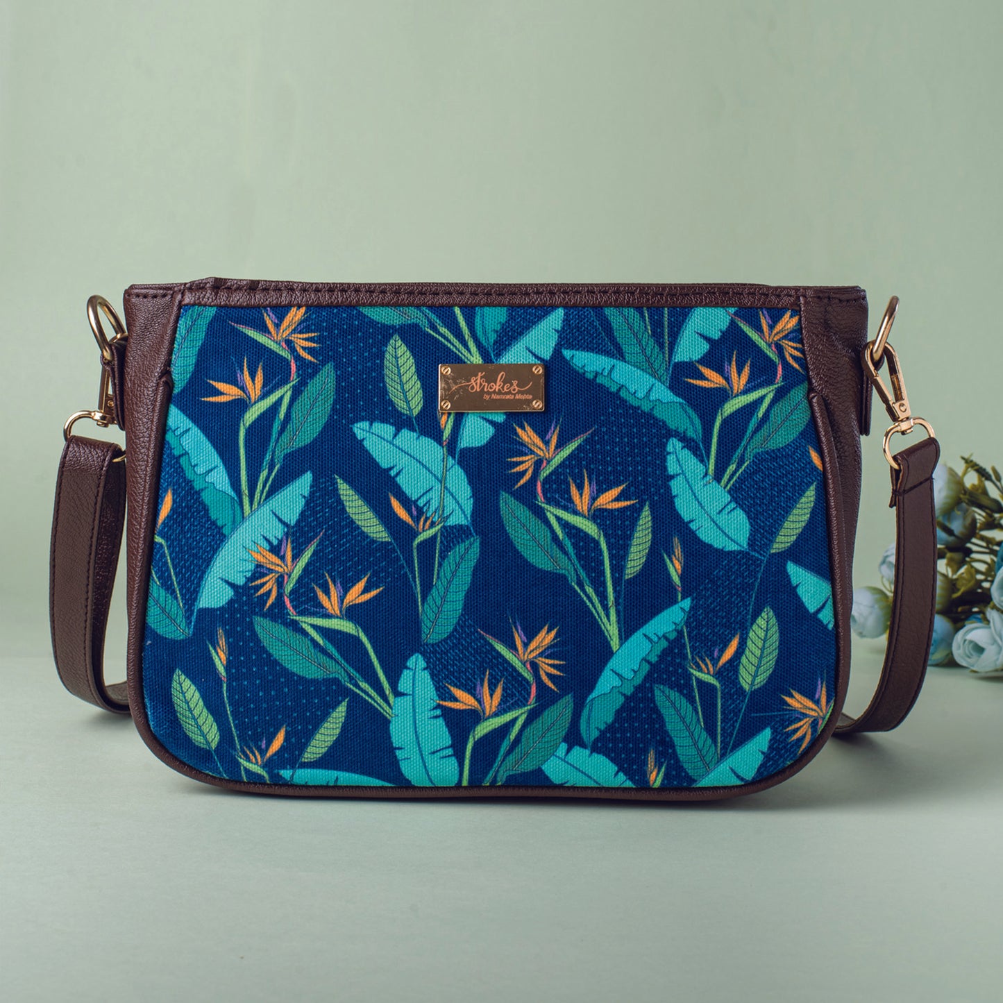 Birds of Paradise Blue Sling Bag