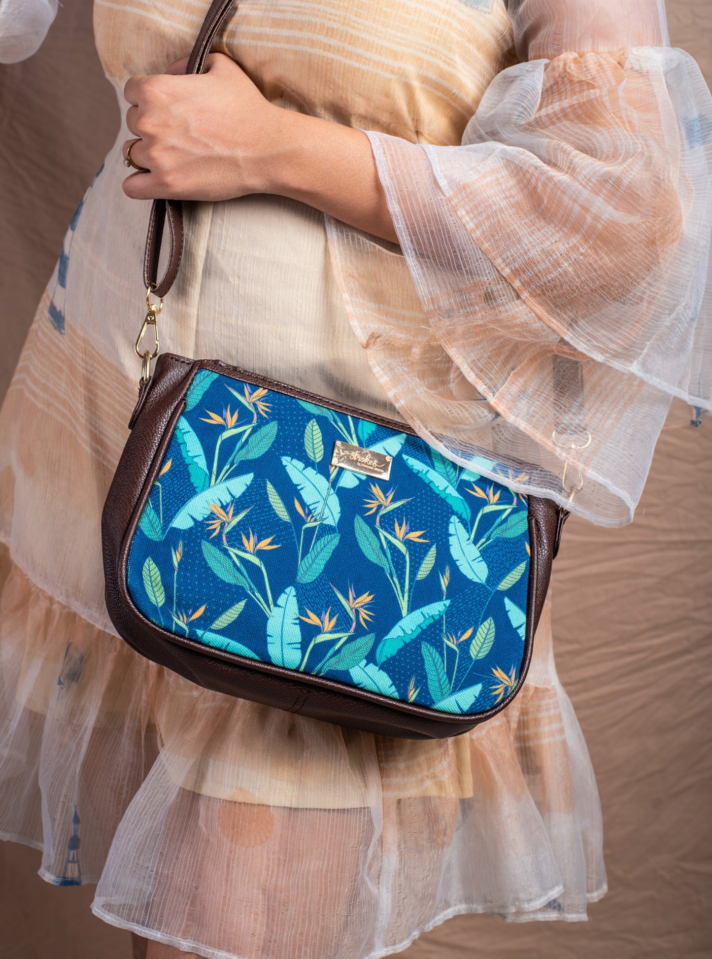 Birds of Paradise Blue Sling Bag