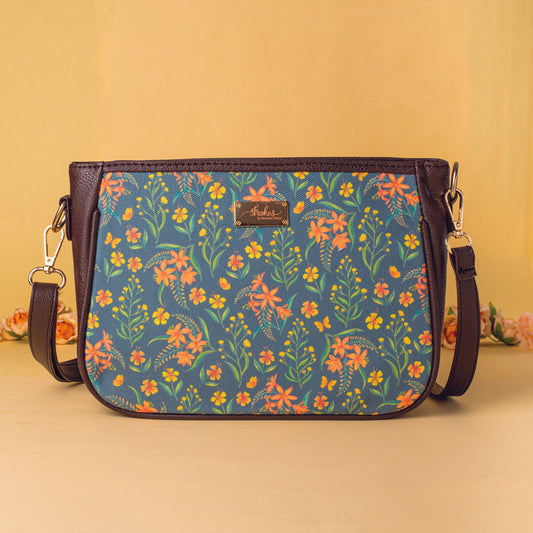 Grey Summer Blossoms Sling Bag