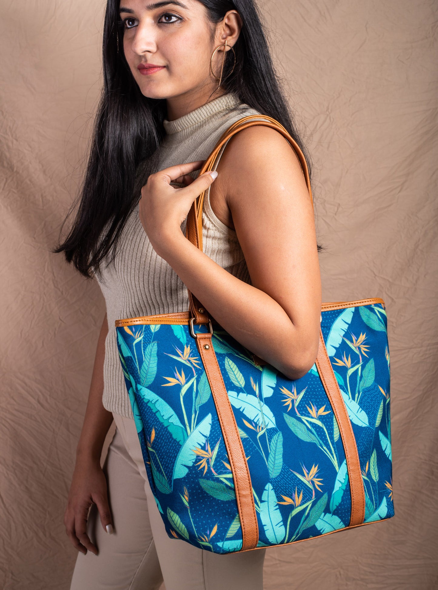 Birds of Paradise Blue Tote Bag